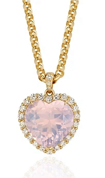 Колье "Сердце Прованса" с лавандовым аметистом и бриллиантами в желтом золоте  