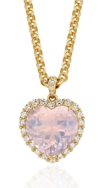 Колье "Сердце Прованса" с лавандовым аметистом и бриллиантами в желтом золоте  