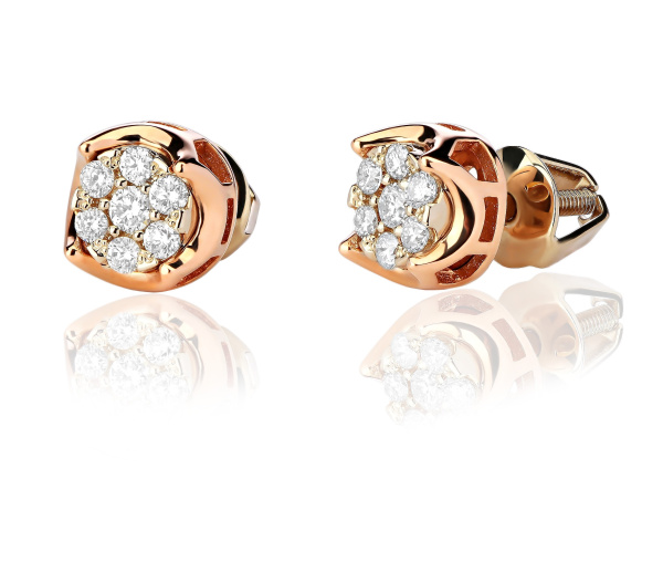 Серьги из красного 585 золота с бриллиантами природными