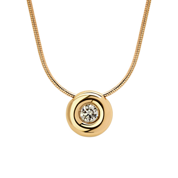 Женское колье из желтого 585 золота с бриллиантом