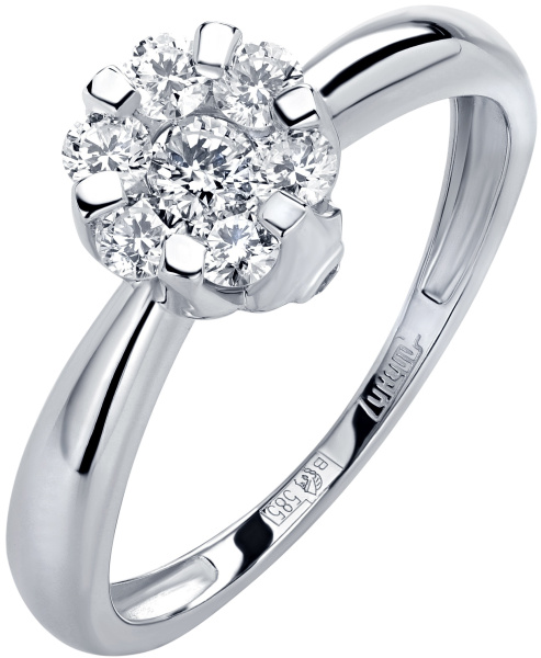 Белое кольцо с бриллиантом помолвочное